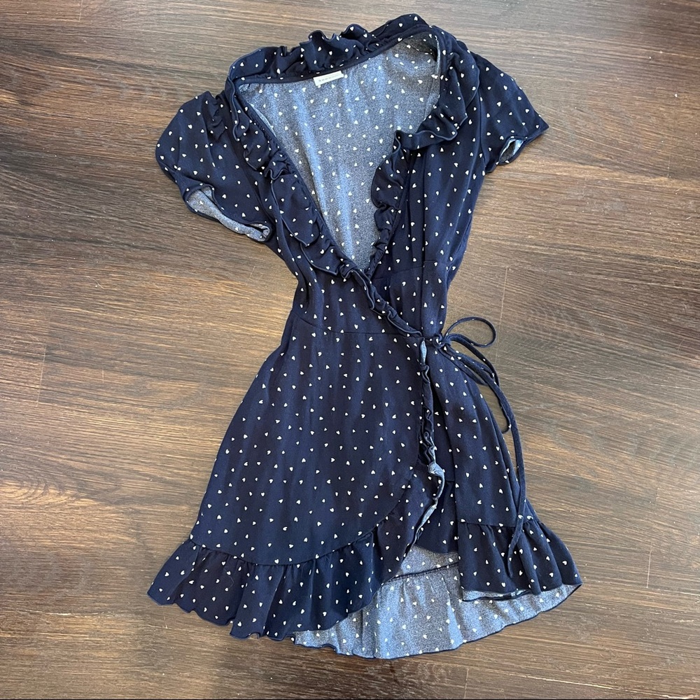 Aritzia Sunday Best Mini Wrap Dress Blue XS